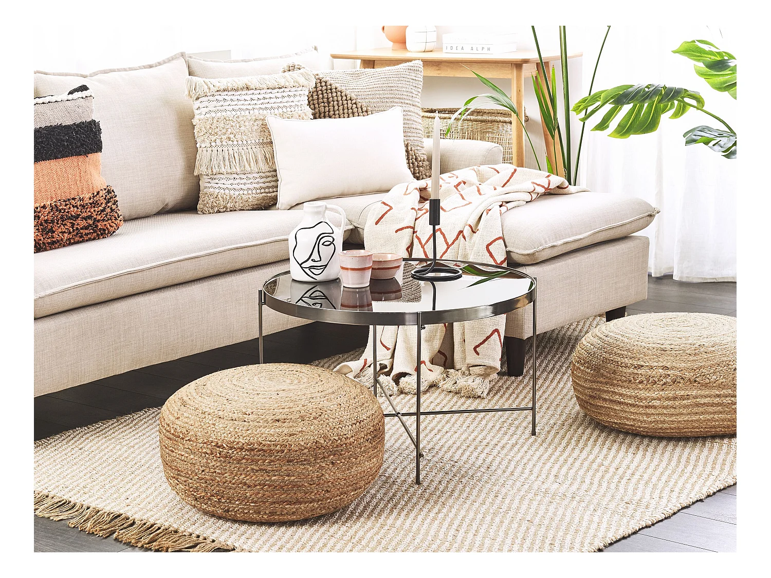 Natürlicher Pouf aus Jute beige ø 50 cm rund Tifelt