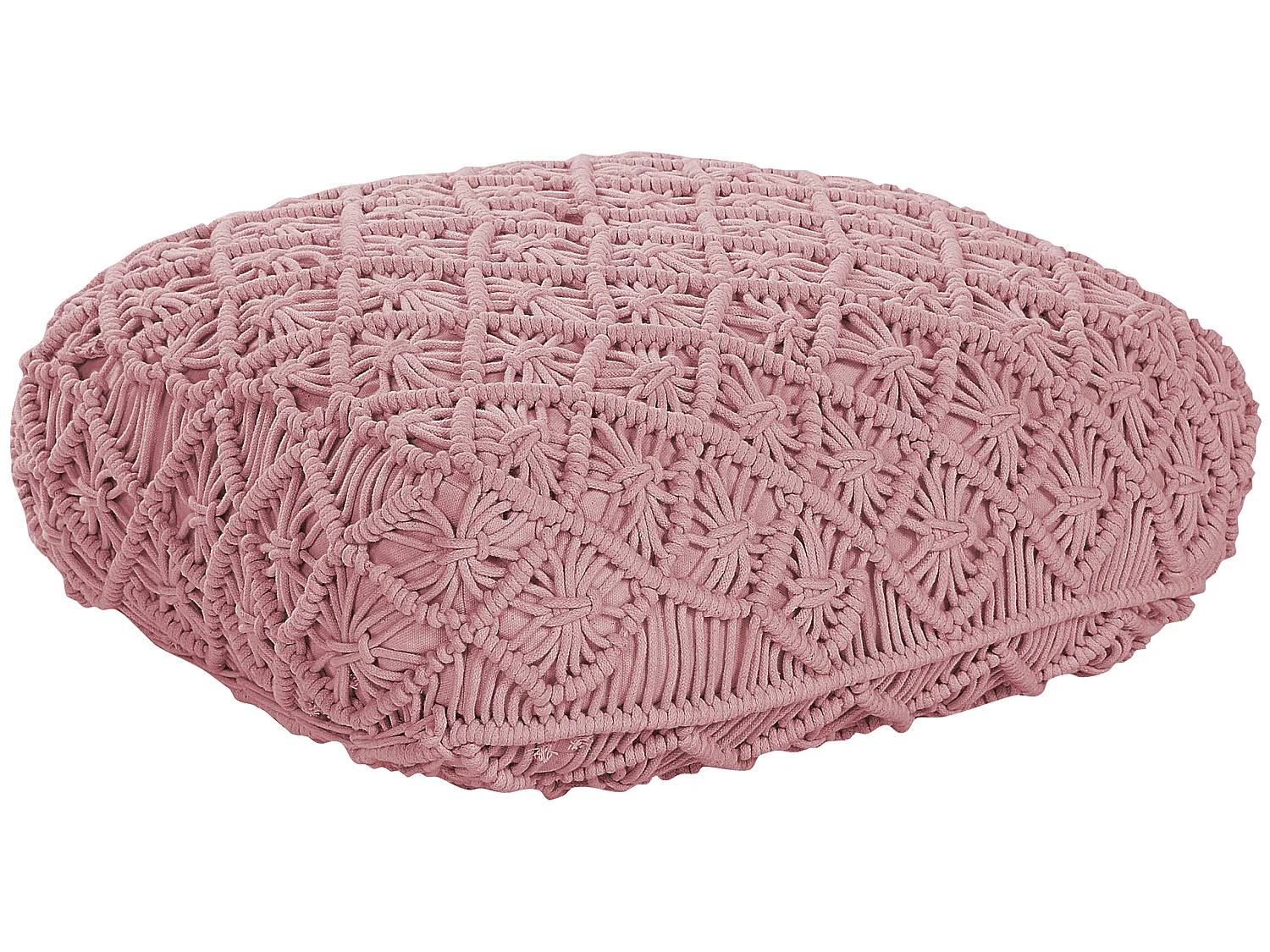 Puf Macramé BERRECHID Algodón Rosa 50 cm 50 cm 20 cm