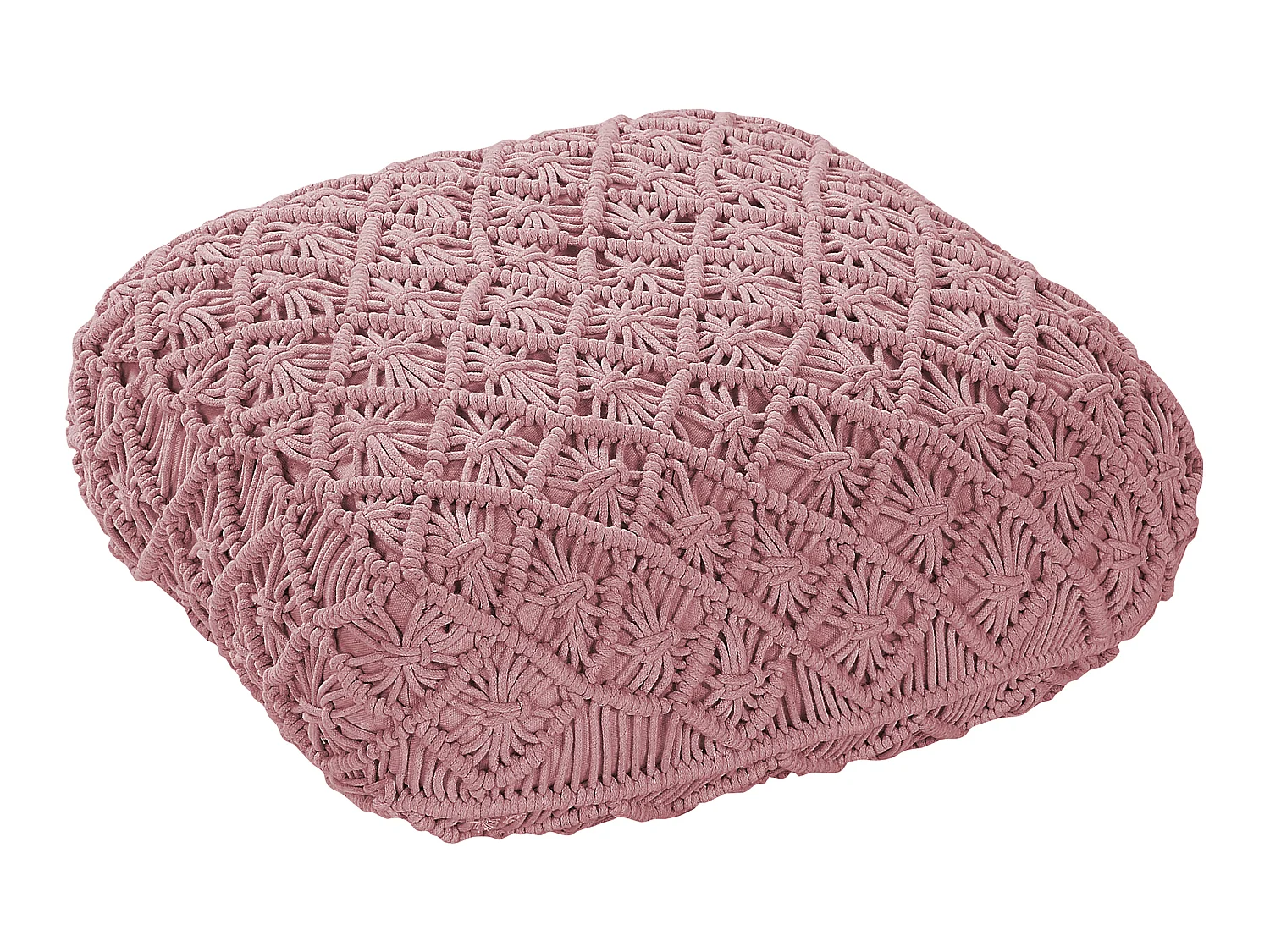 Puf Macramé BERRECHID Algodón Rosa 50 cm 50 cm 20 cm