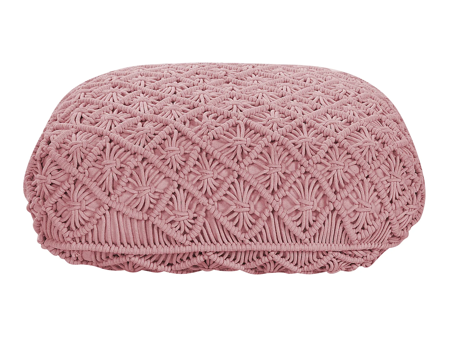 Puf Macramé BERRECHID Algodón Rosa 50 cm 50 cm 20 cm