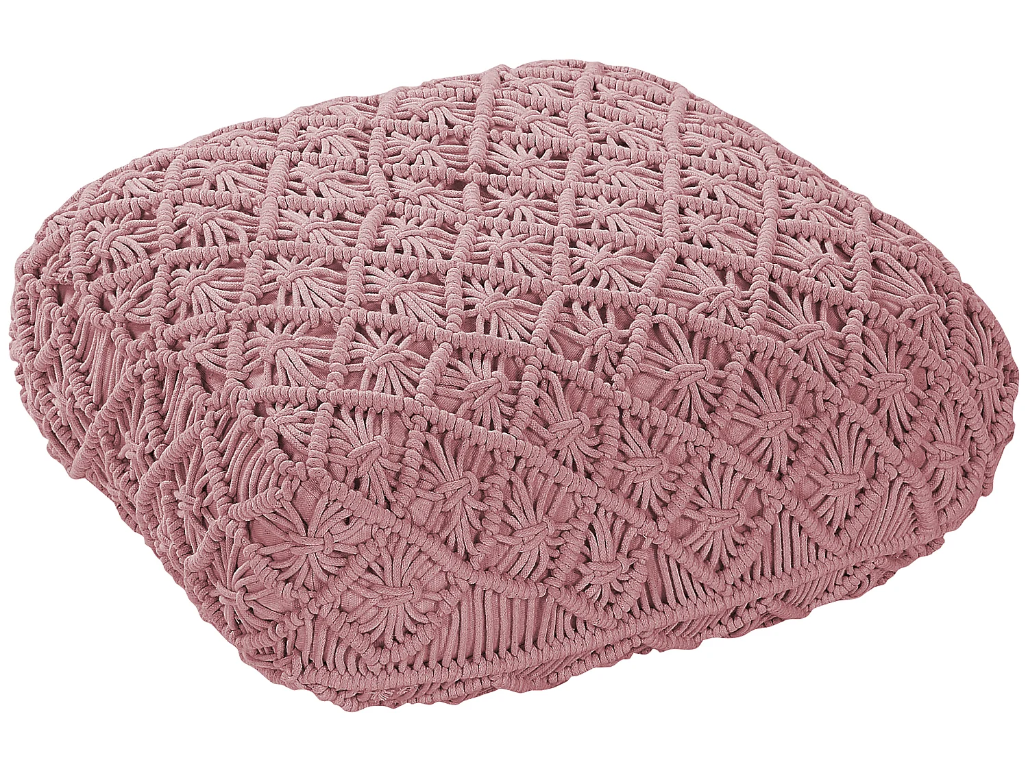 Pouf Macramé BERRECHID Coton Rose