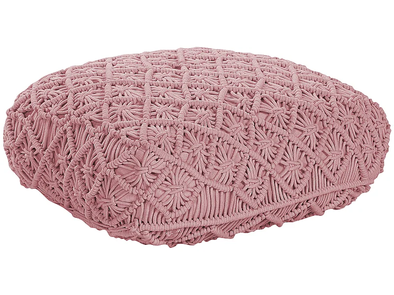 Pouf Macramè BERRECHID Cotone Rosa 50 cm 50 cm 20 cm