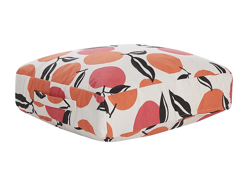 Moderner Pouf Baumwolle bunt Obst-Motiv 50x50cm quadratisch Mellal