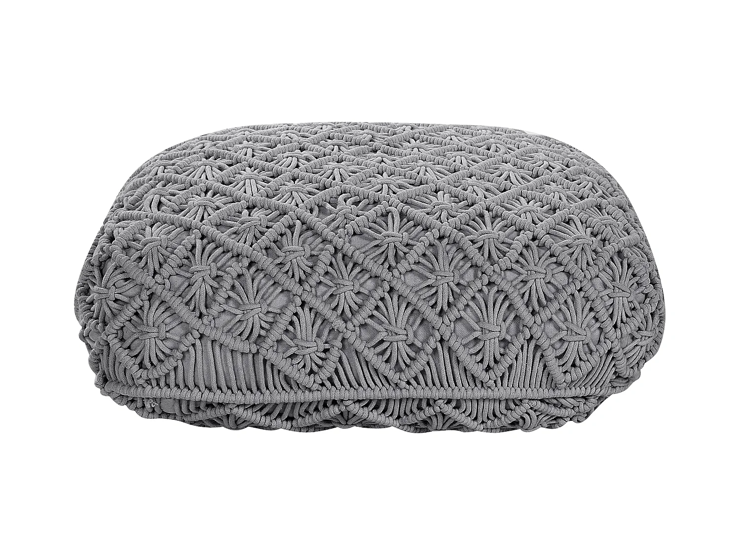 Pouf Macramé BERRECHID Coton Gris