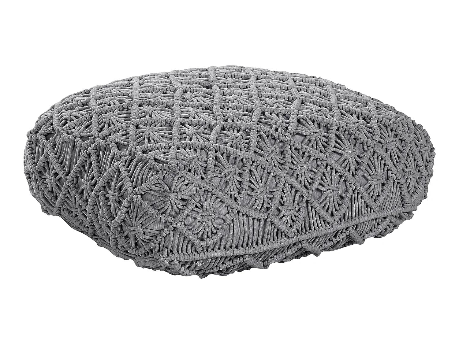 Pouf Macramé BERRECHID Coton Gris
