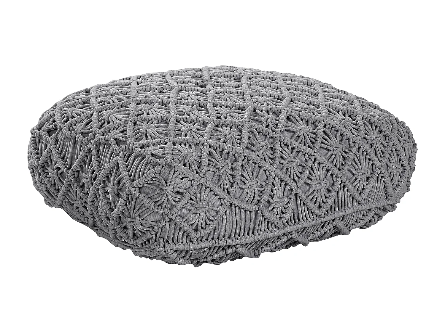 Pouf Macramé BERRECHID Coton Gris
