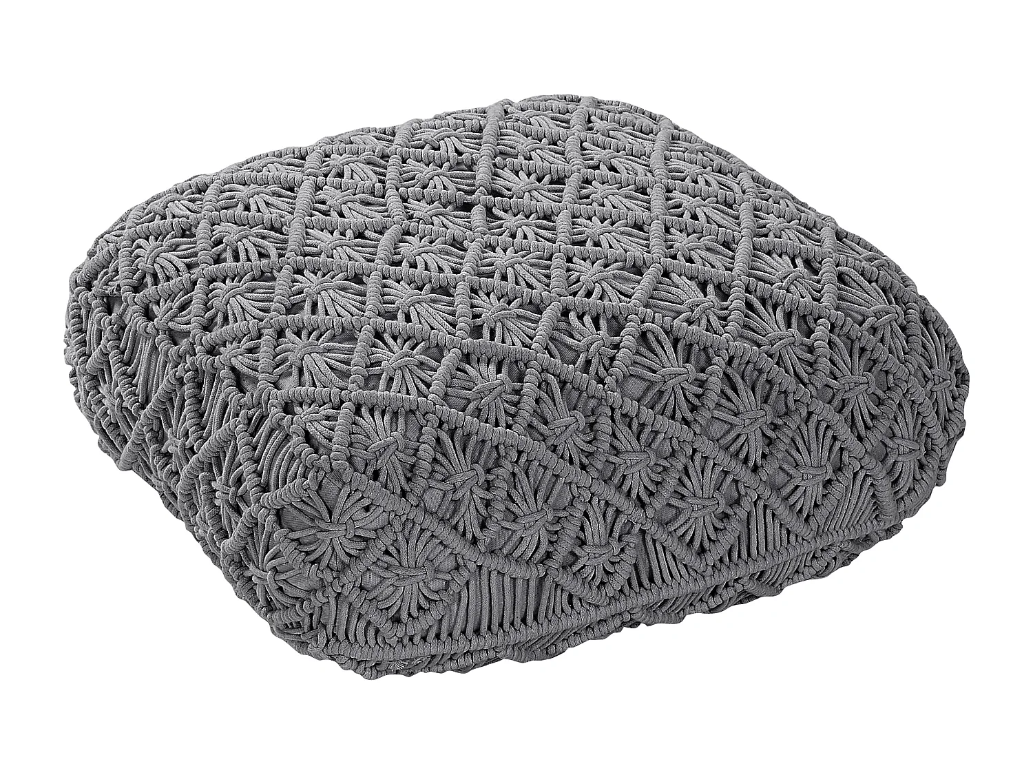 Pouf Macramé BERRECHID Coton Gris