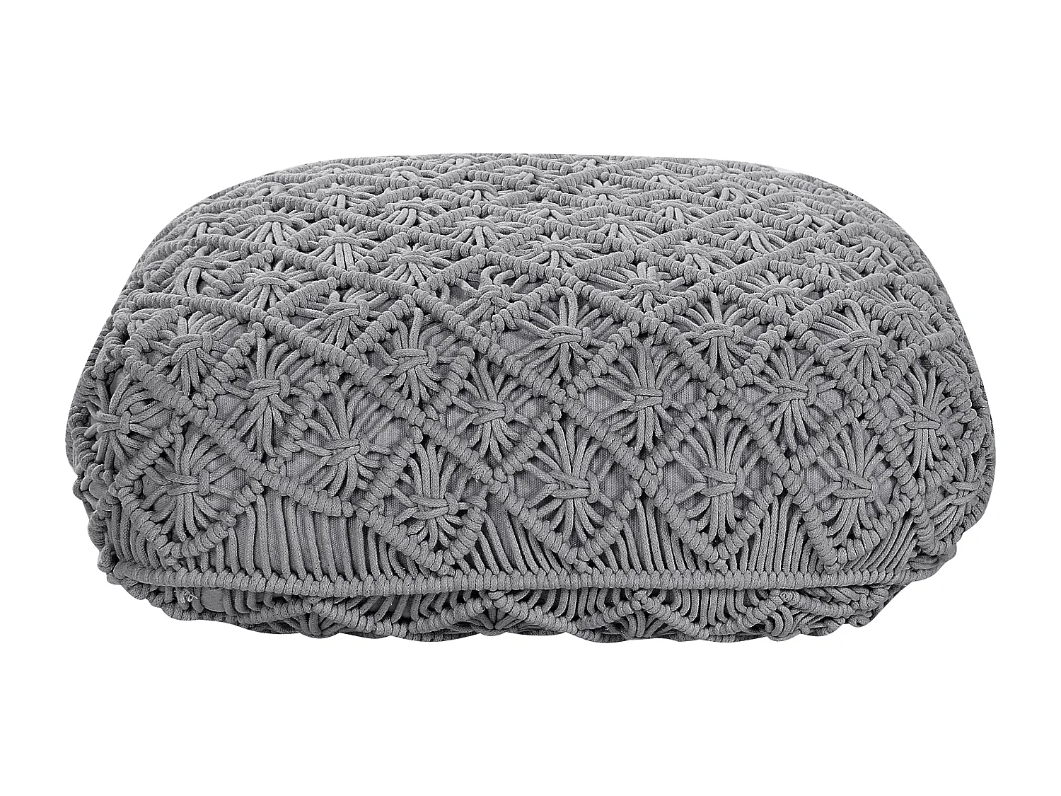 Pouf Macramé BERRECHID Coton Gris