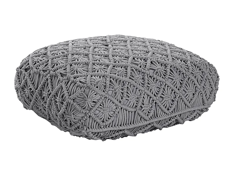 Pouf Macramé BERRECHID Coton Gris