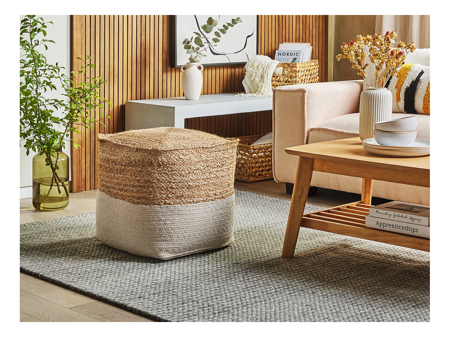 Puf KIRAMA Beżowy 44 cm 44 cm 44 cm