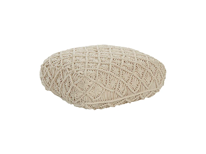 Pouf Makramee BERRECHID Baumwolle Beige 50 cm 50 cm 20 cm