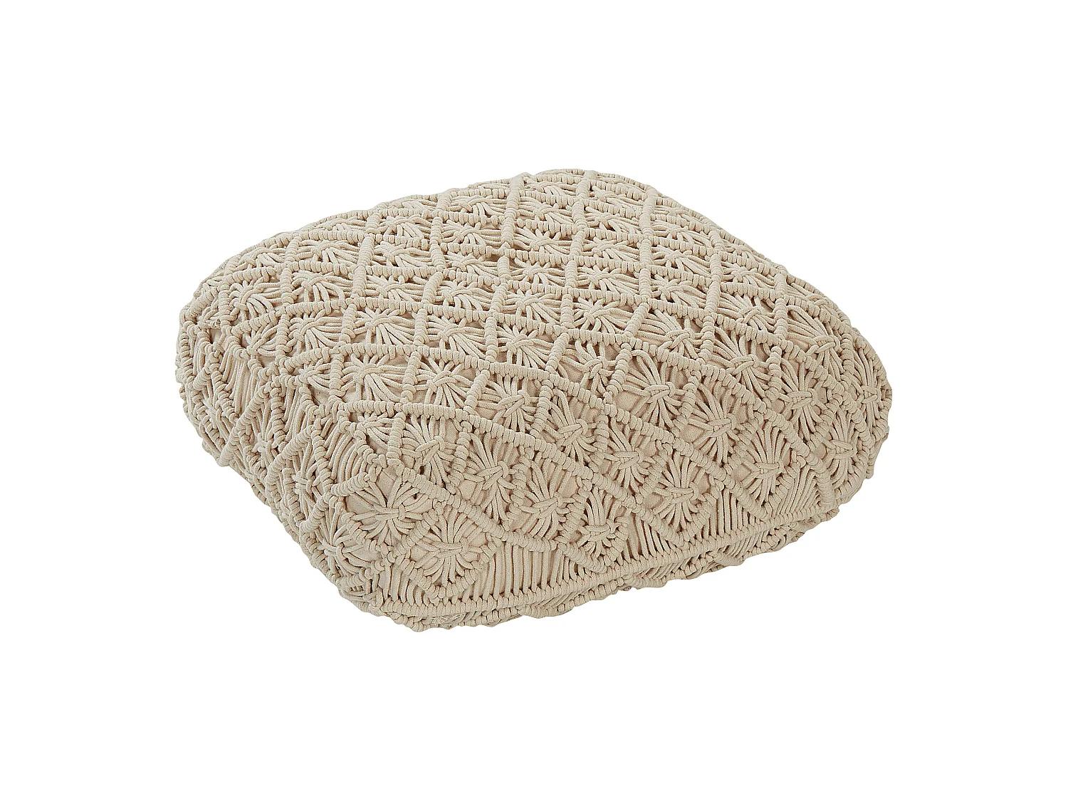 Pouf Macramé BERRECHID Coton Beige