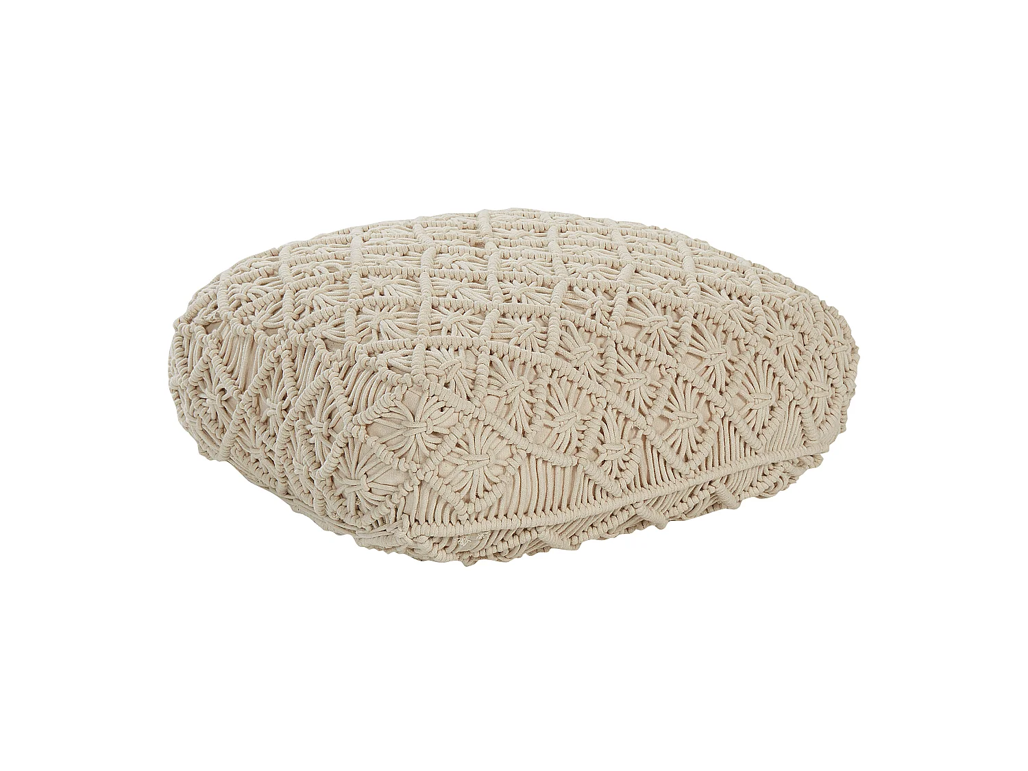 Pouf Macramé BERRECHID Coton Beige