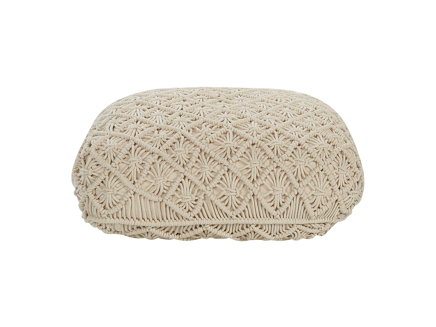 Poef Macramé BERRECHID Katoen Beige 50 cm 50 cm 20 cm