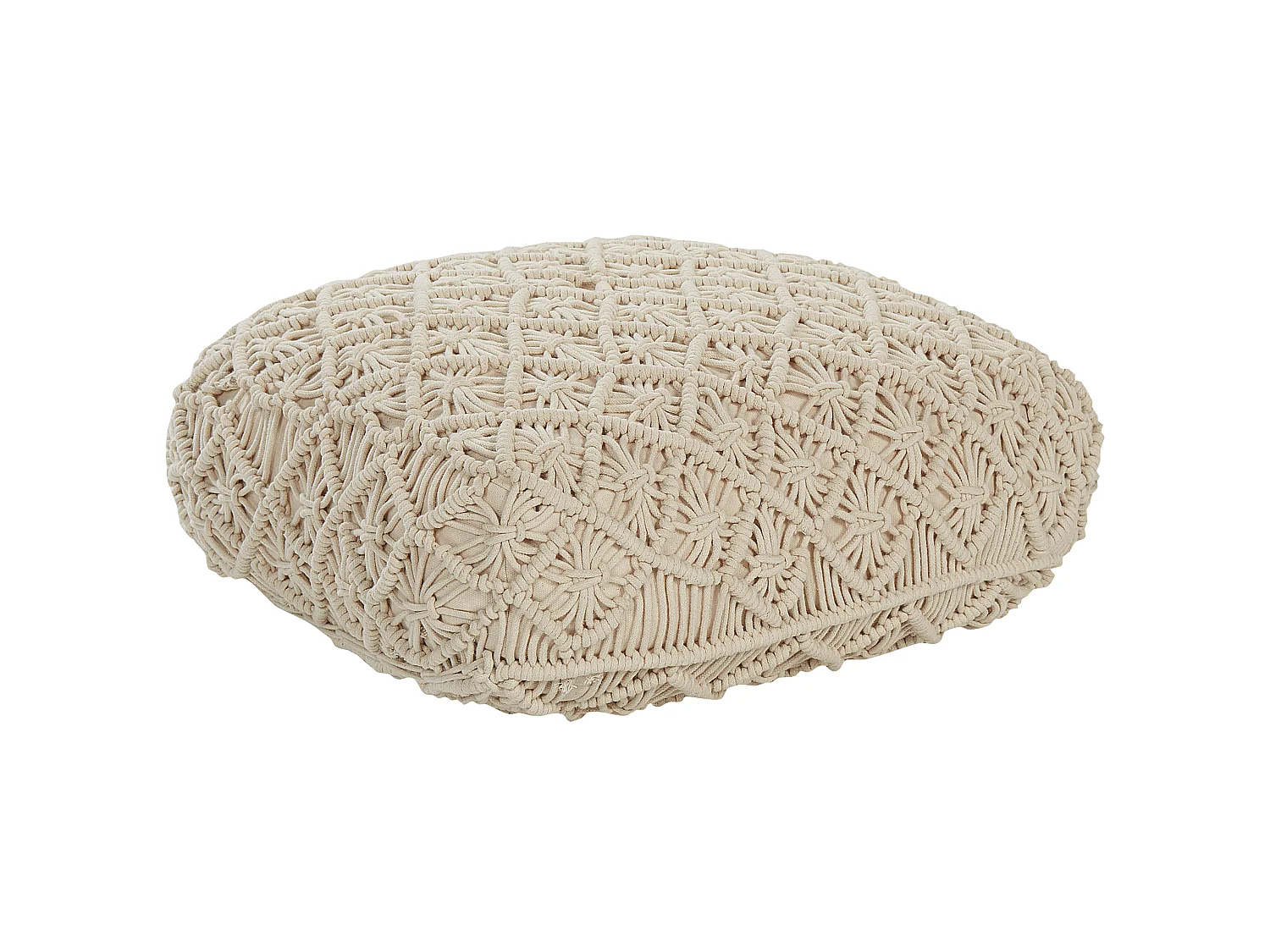 Pouf Macramé BERRECHID Coton Beige