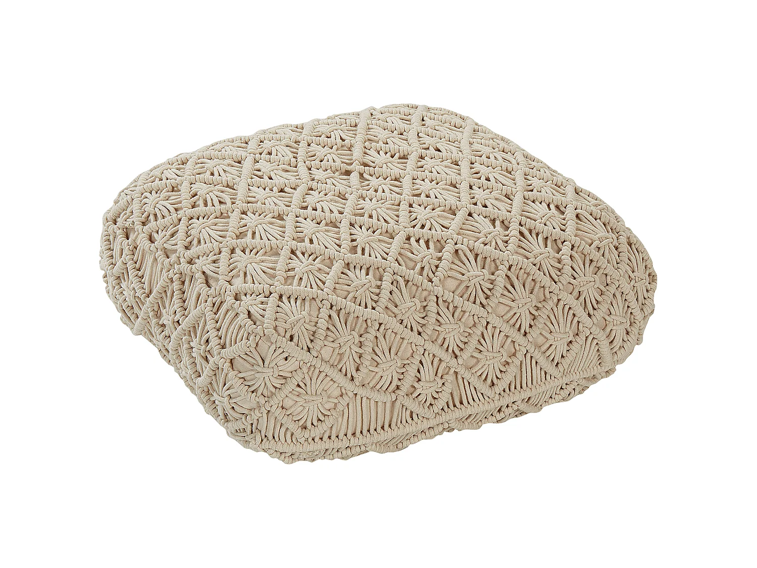 Pouf Macramé BERRECHID Coton Beige