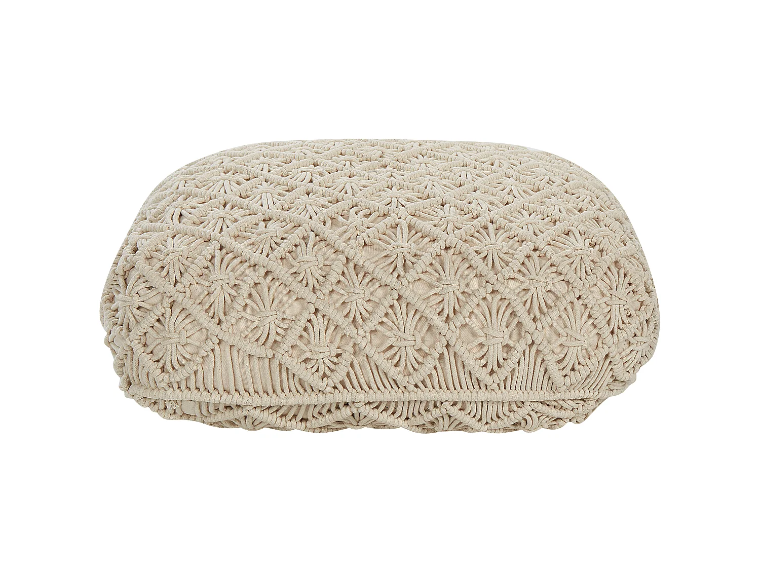 Pouf Macramé BERRECHID Coton Beige 50 cm 50 cm 20 cm