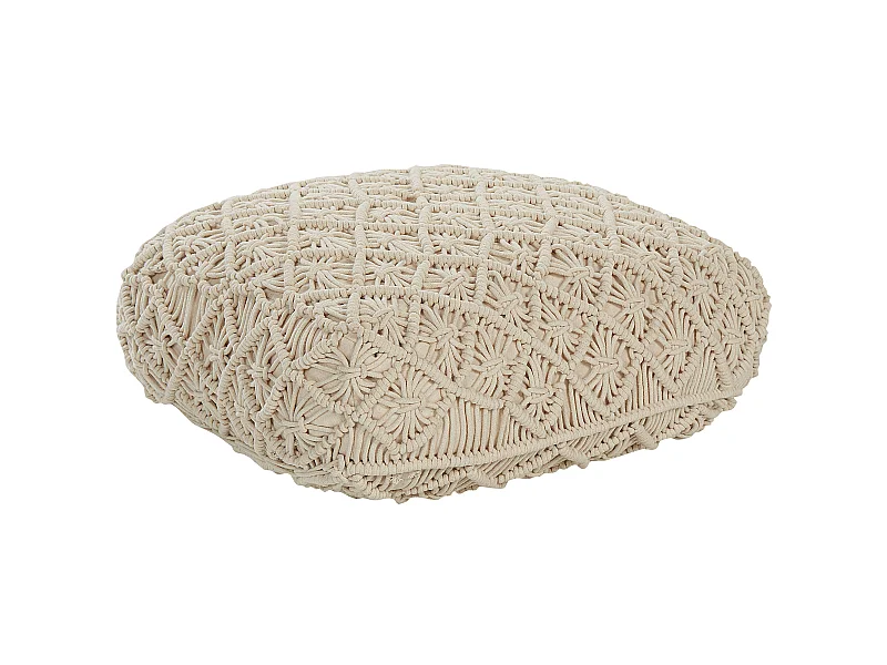 Pufe Macramé BERRECHID Algodão Creme 50 cm 50 cm 20 cm