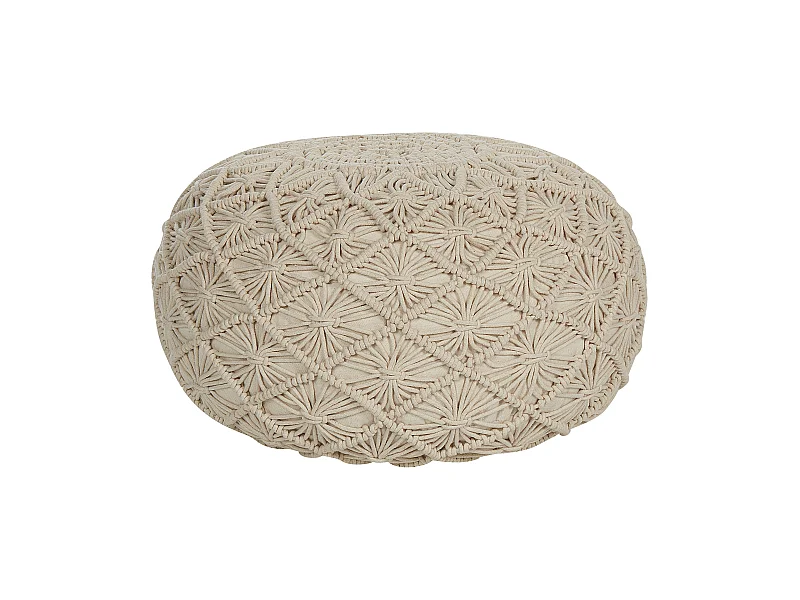 Pouf Baumwolle beige geflochten Makramee rund ⌀ 50 cm Strickhocker Boho Berkane