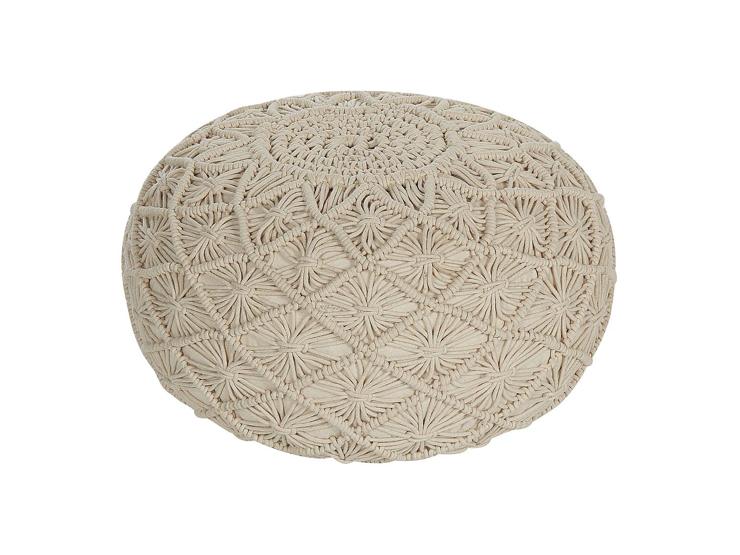 Pouf Baumwolle beige geflochten Makramee rund ⌀ 50 cm Strickhocker Boho Berkane