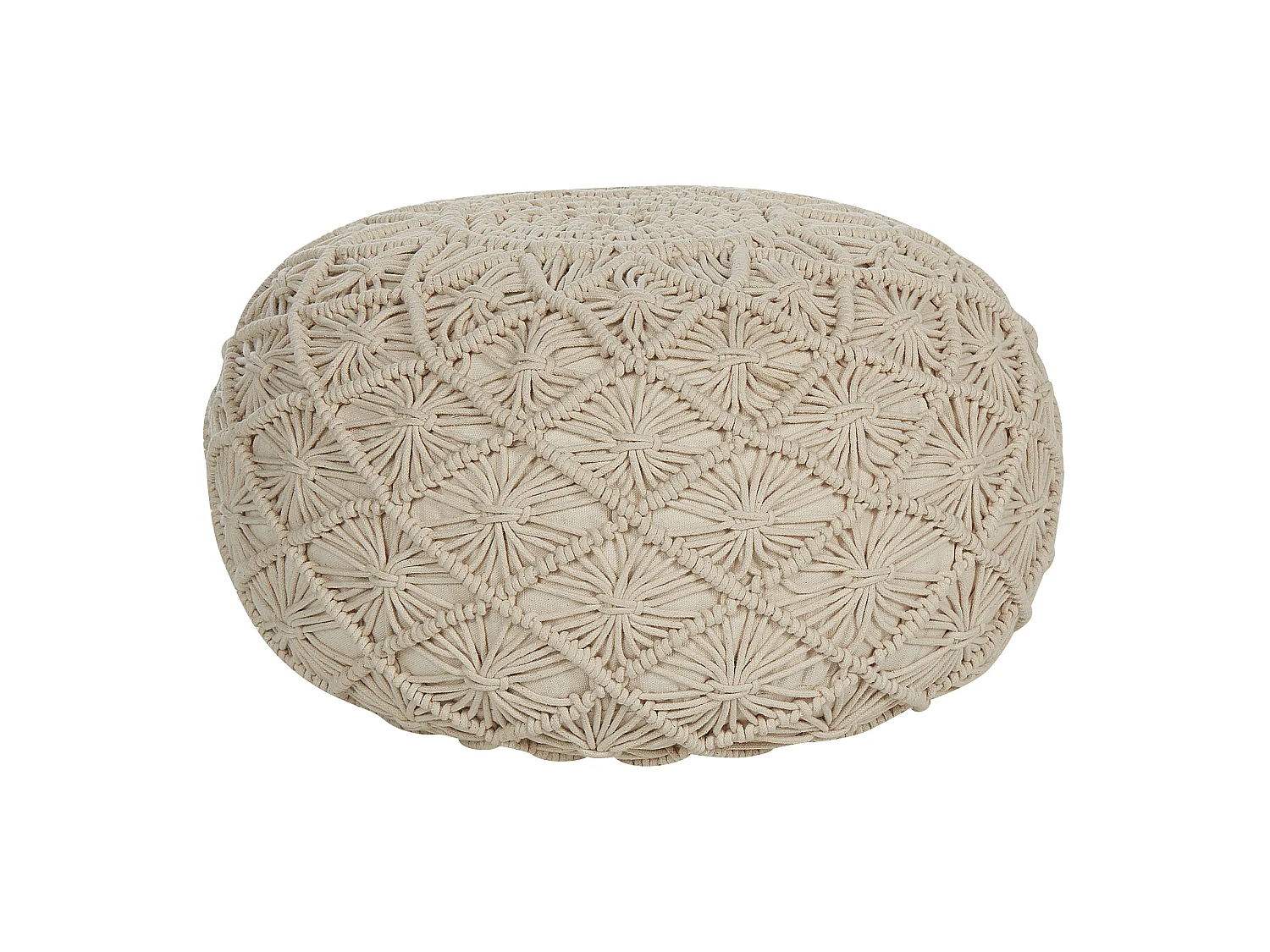 Pouf Macramé BERKANE Coton Beige