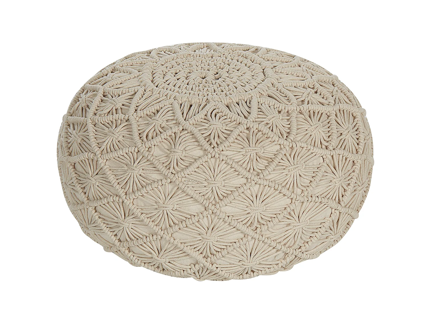 Pouf Macramé BERKANE Coton Beige