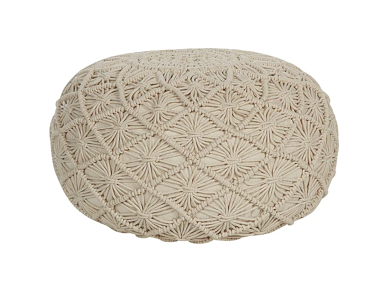 Pouf Macramé BERKANE Coton Beige
