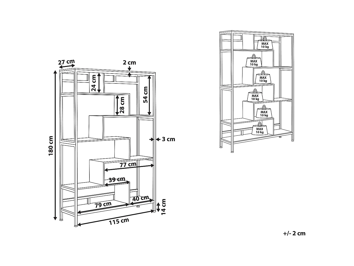 Étagère à 6 niveaux DAVEN 180 cm Marron