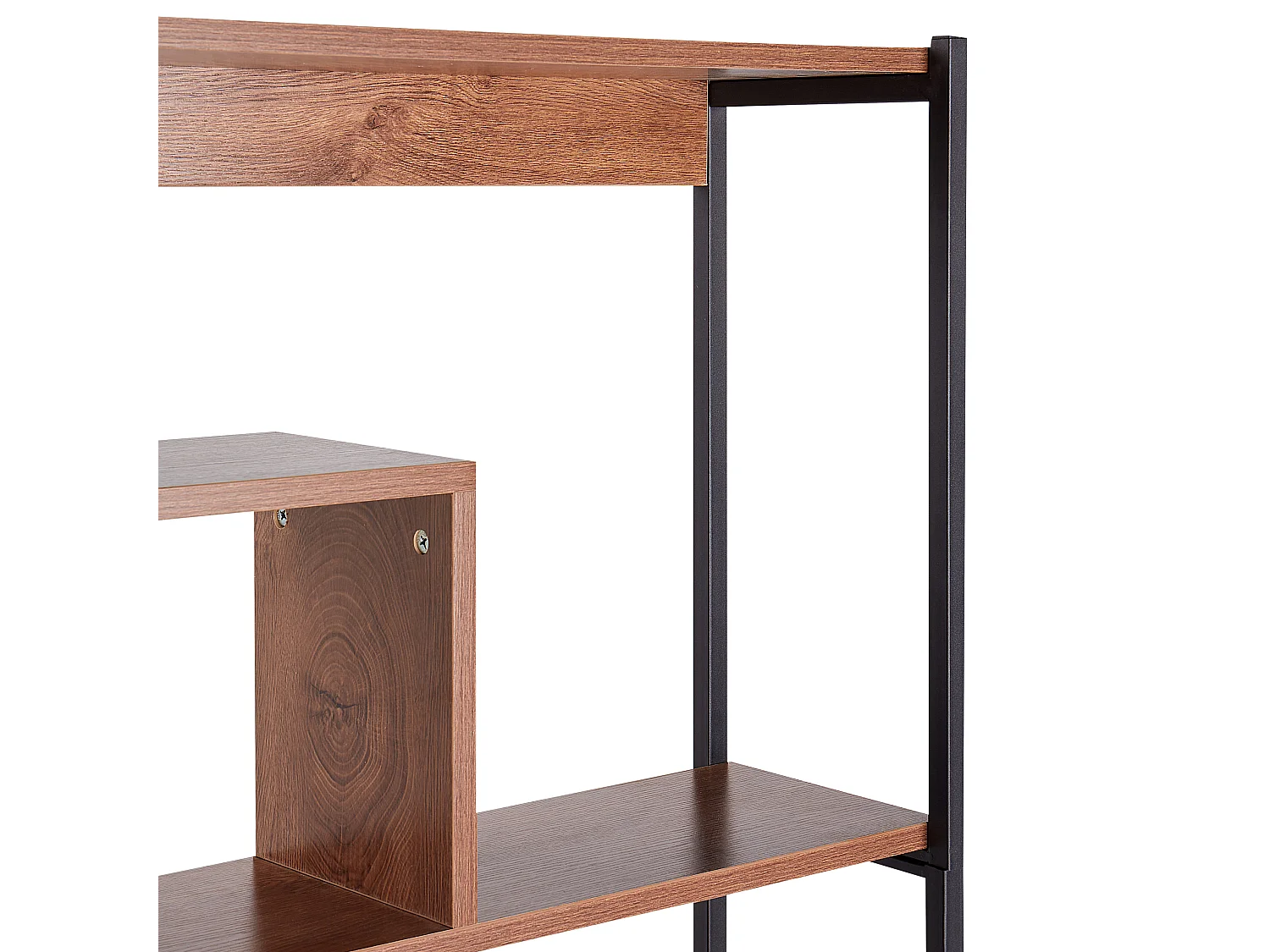 Originelles Regal dunkler Holzfarbton mit Metallgestell schwarz 6 Fächer Daven