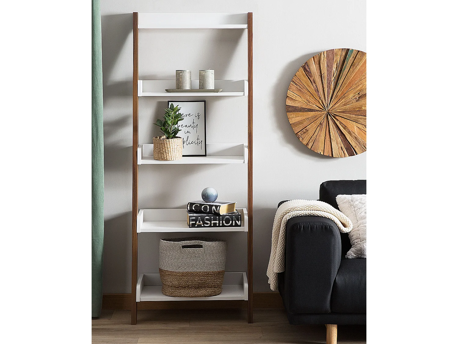 Bücherregal mit 5 Fächern MOBILE TRIO 164 cm Braun / Weiss