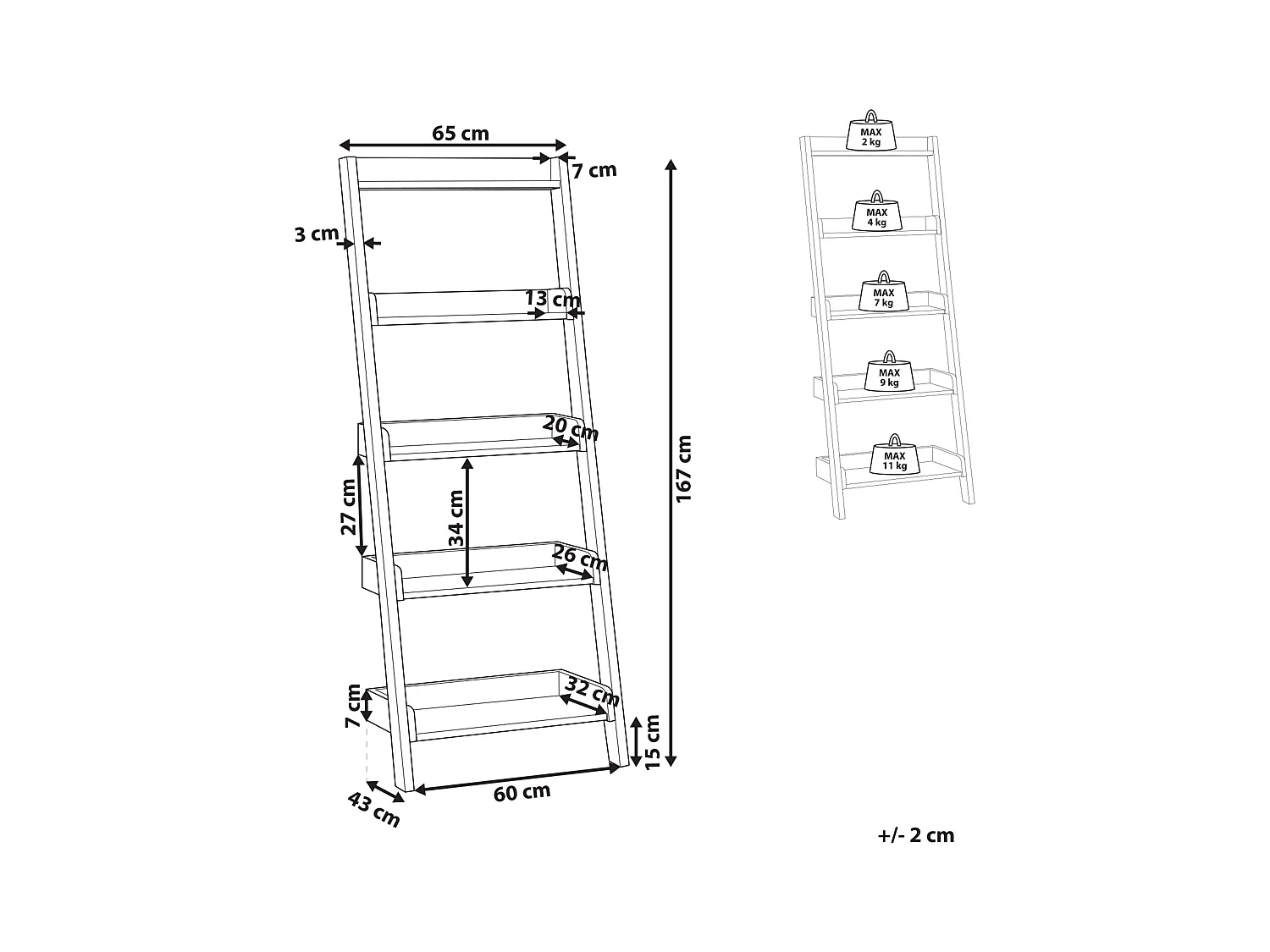 Estante com 5 prateleiras MOBILE TRIO 167 cm Castanho escuro