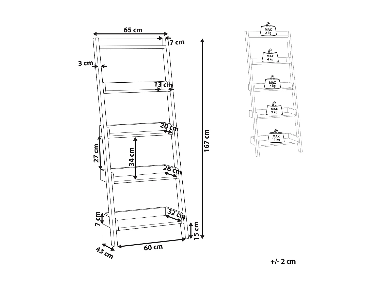 Libreria a 5 ripiani MOBILE TRIO 167 cm Marrone scuro