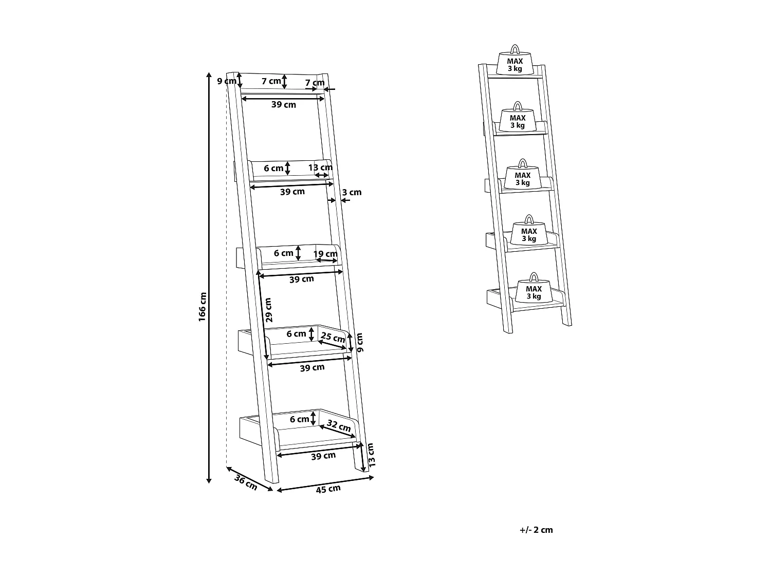 Étagère à 5 niveaux MOBILE DUO 166 cm Marron/blanc