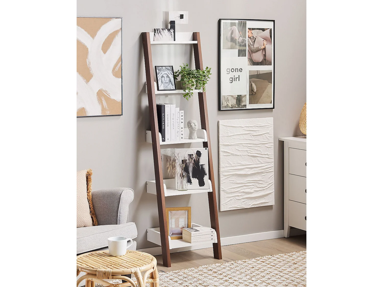 Boekenkast met 5 planken MOBILE DUO 166 cm Bruin/wit