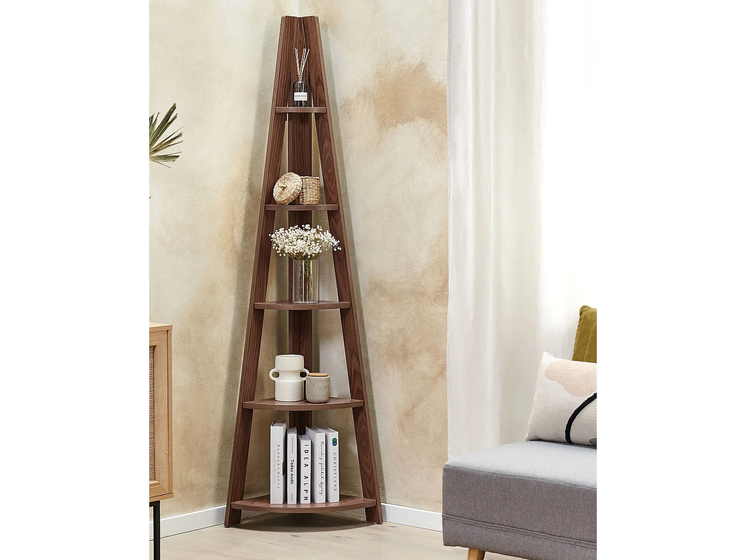 Bibliothèque d'angle à 5 étages MOBILE SOLO 175 cm Marron foncé