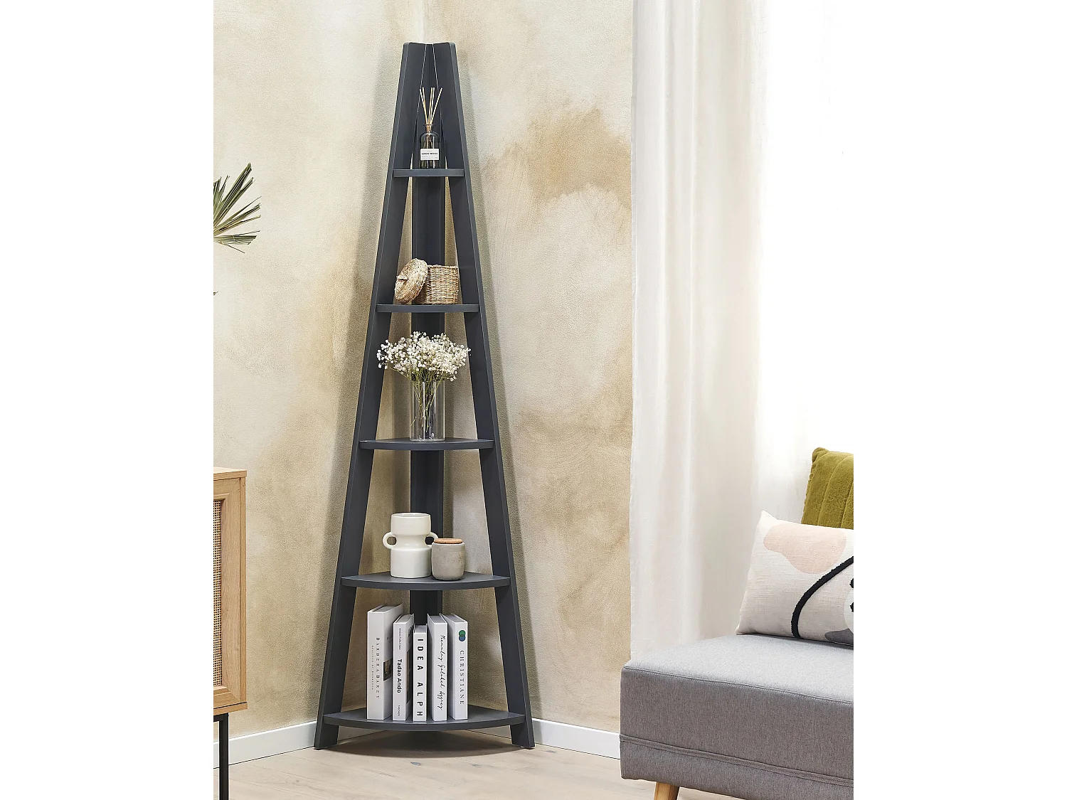 Bibliothèque d'angle à 5 étages MOBILE SOLO 175 cm Gris