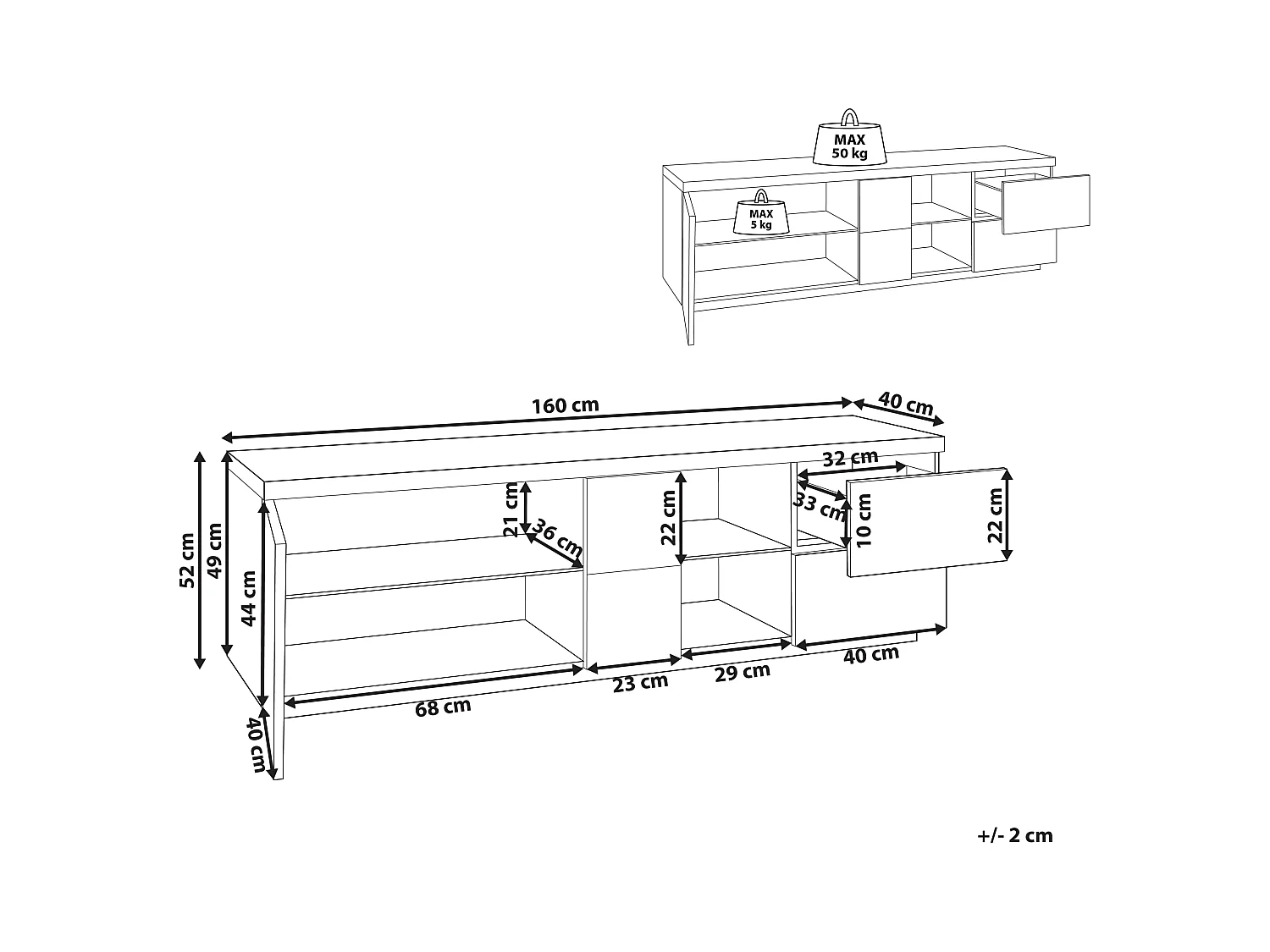 TV-meubel FARADA Bruin/wit