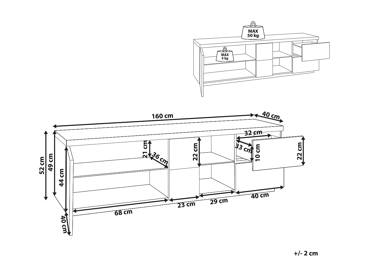 Meuble TV FARADA Marron/blanc