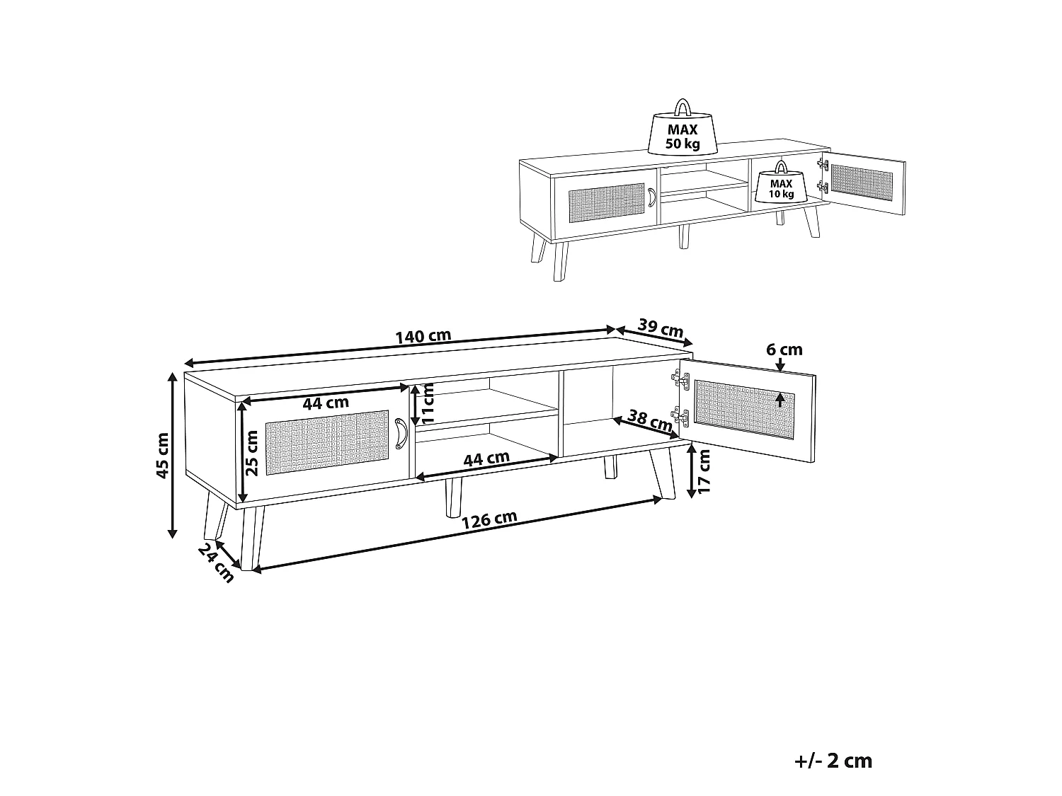 Meuble TV en MDF bois clair PARTON