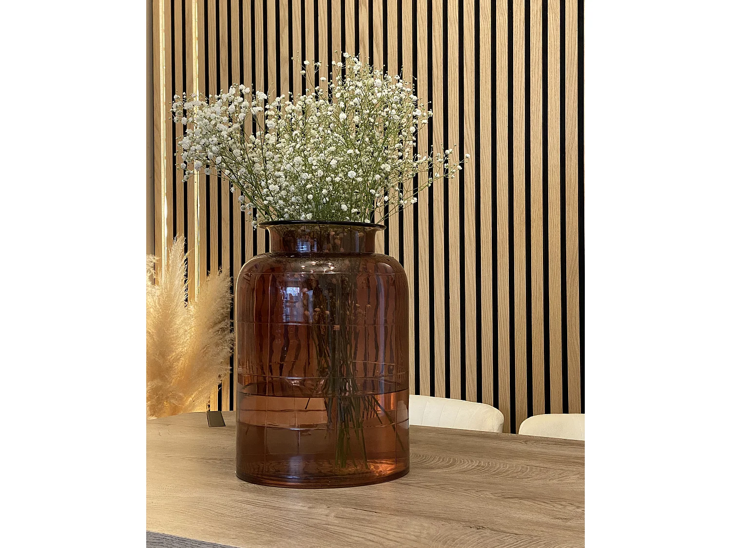 Vase à fleurs VINDALOO Verre 35 cm Marron doré