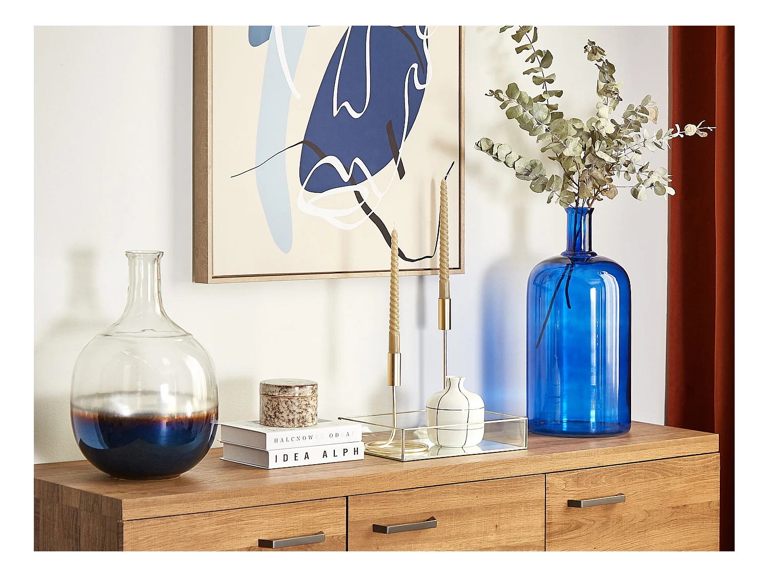 Vase à fleurs KORMA Verre 45 cm Bleu