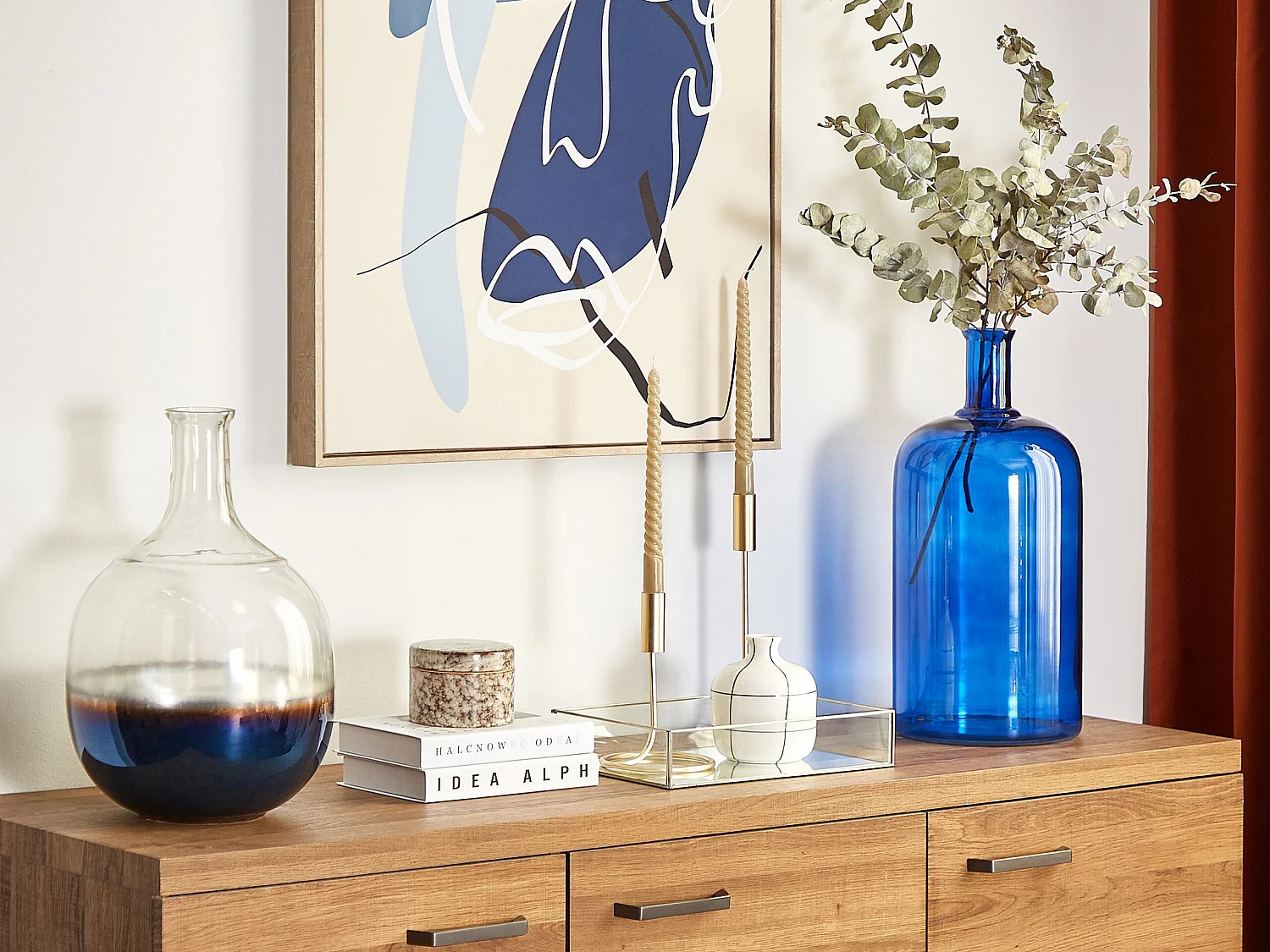 Bloemenvaas KORMA Glas 45 cm Blauw