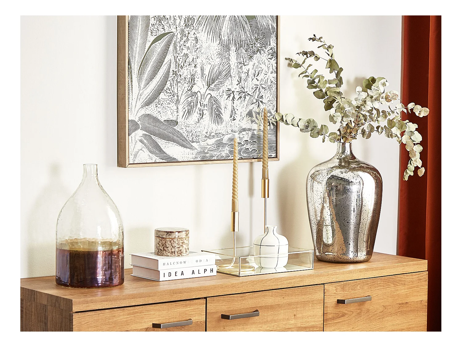 Vase à fleurs KACHORI Verre 40 cm Argenté