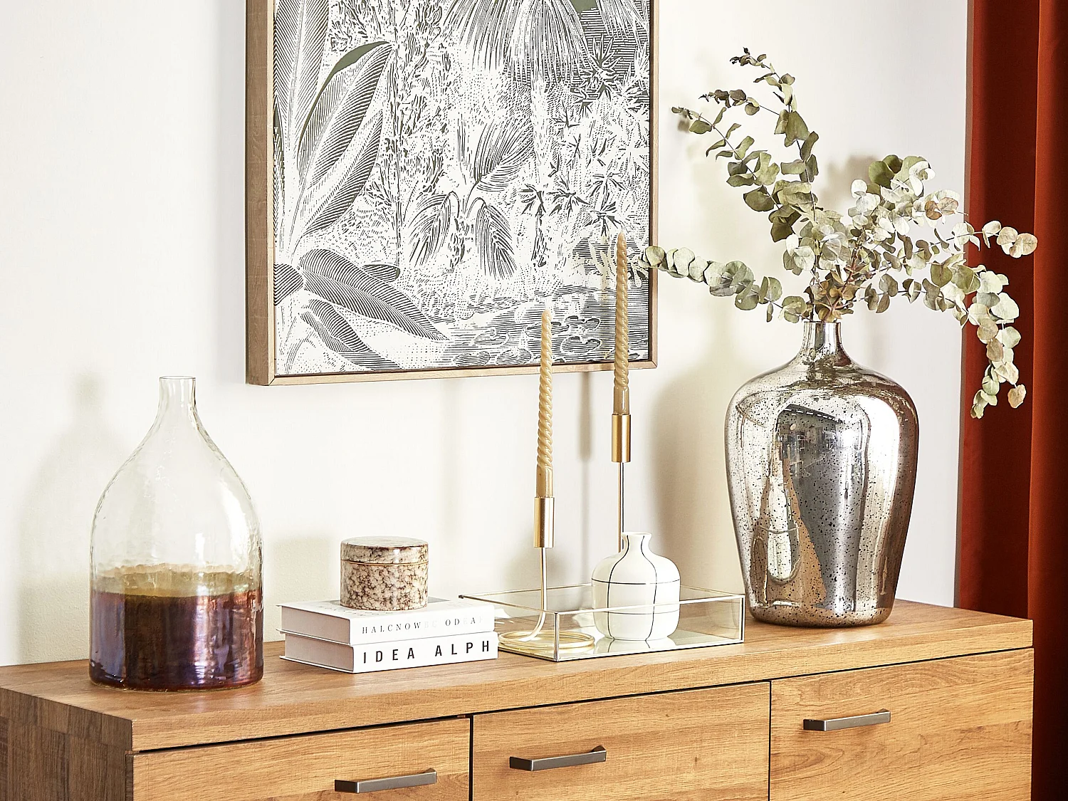 Vase à fleurs KACHORI Verre 40 cm Argenté