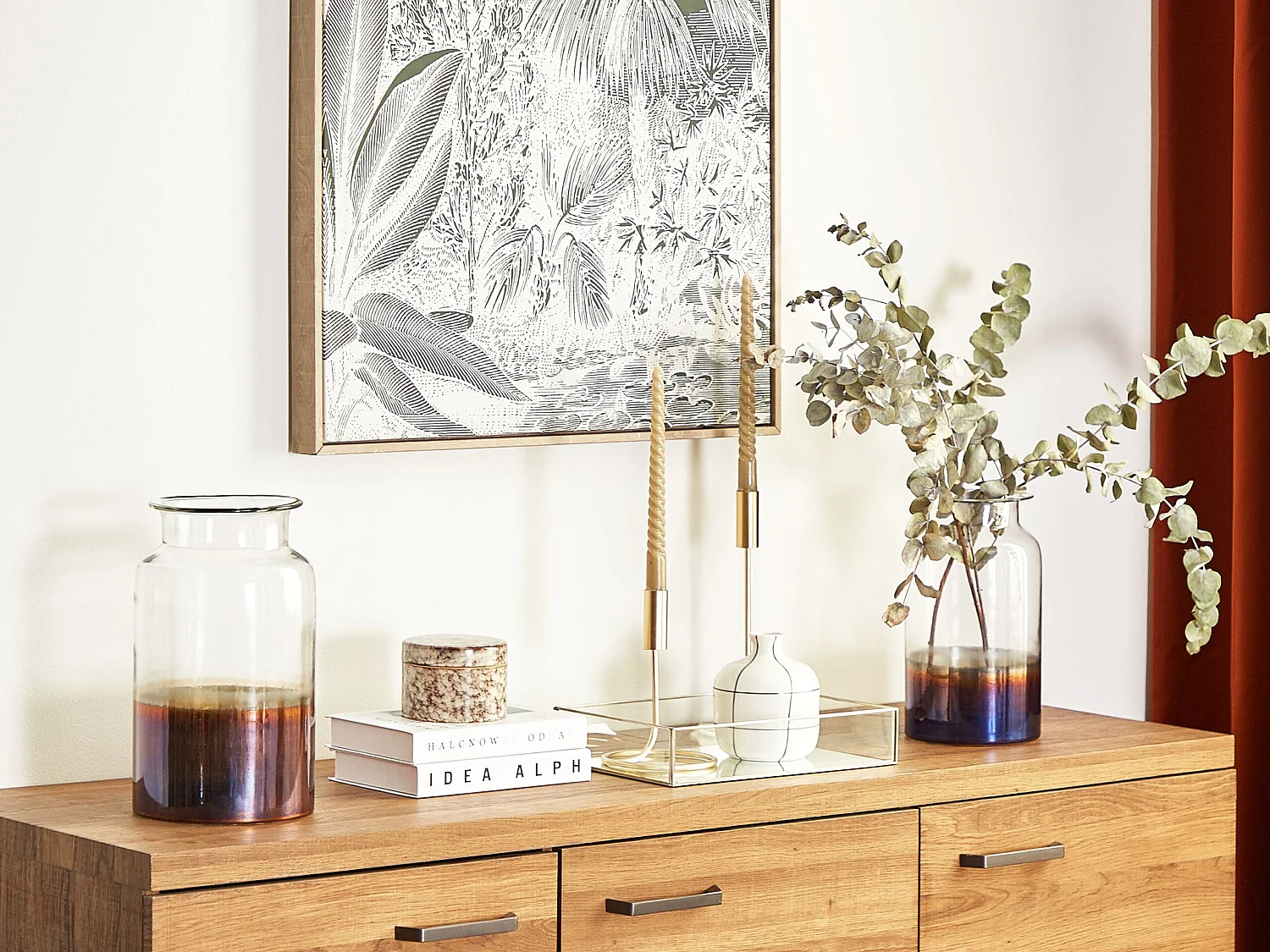 Dekorative Blumenvase 30 cm aus schillerndem Glas mehrfarbig Bhature