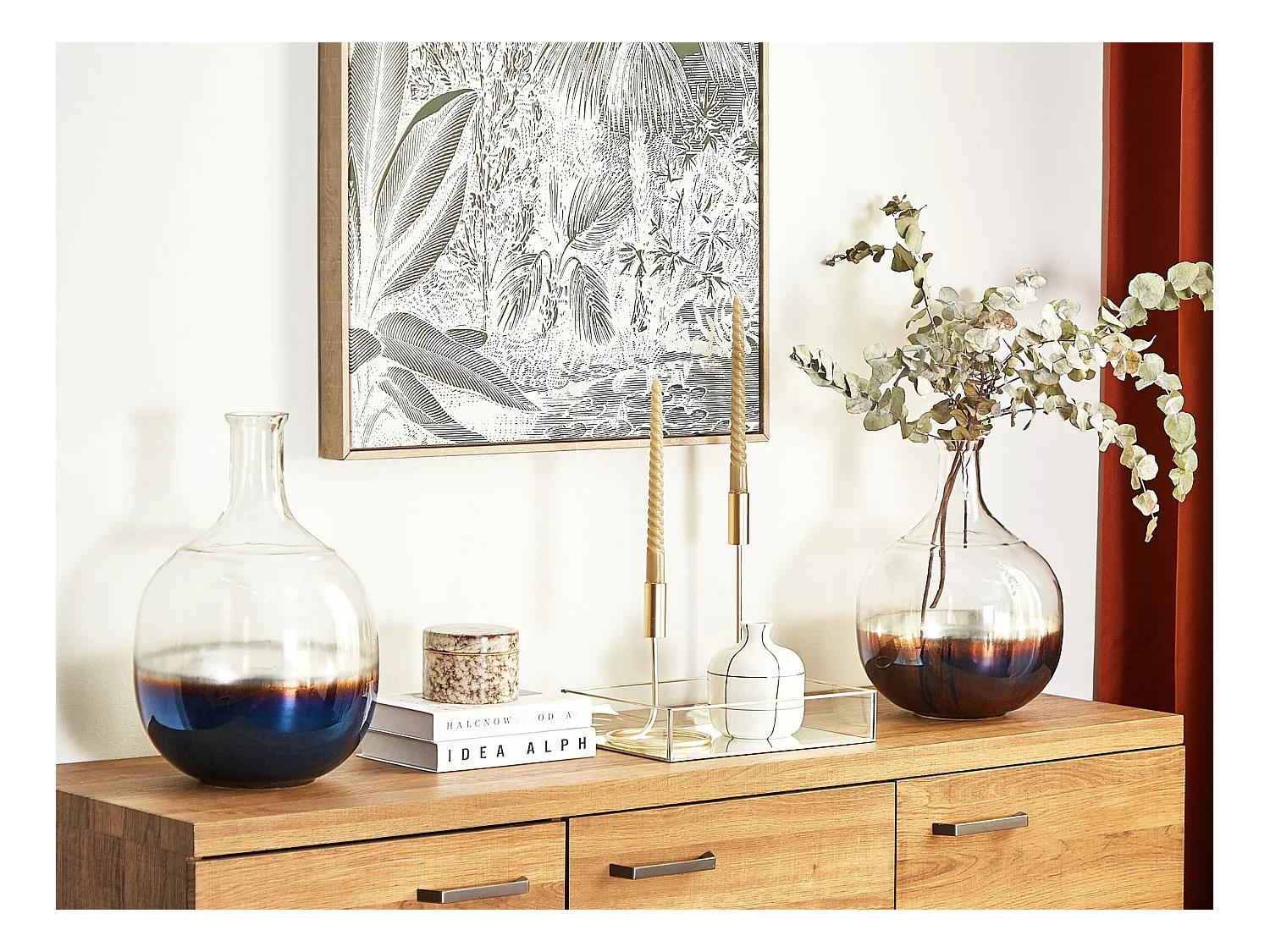 Blumenvase RAZALA Glas 40 cm Bunt