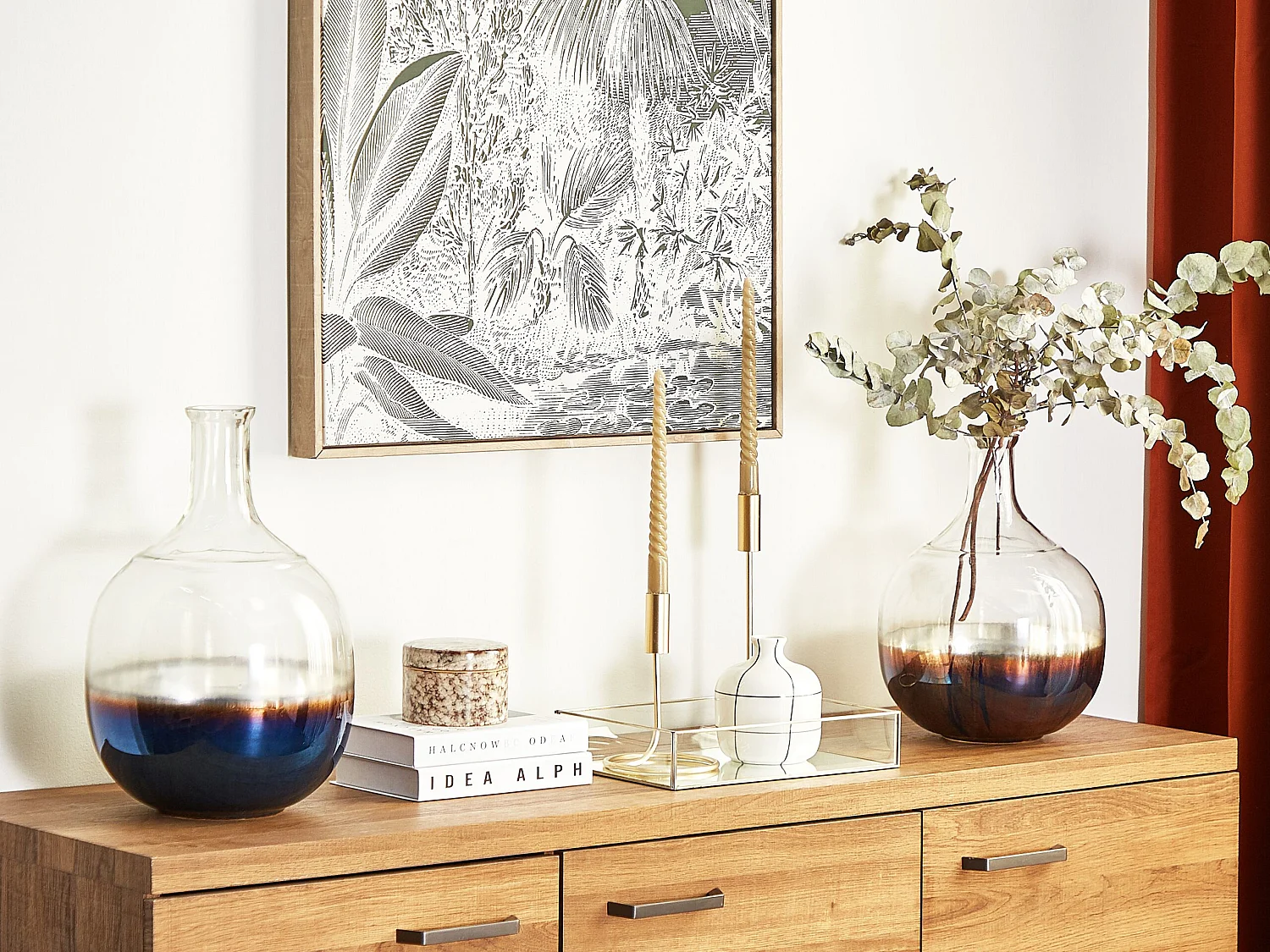 Blumenvase RAZALA Glas 40 cm Bunt