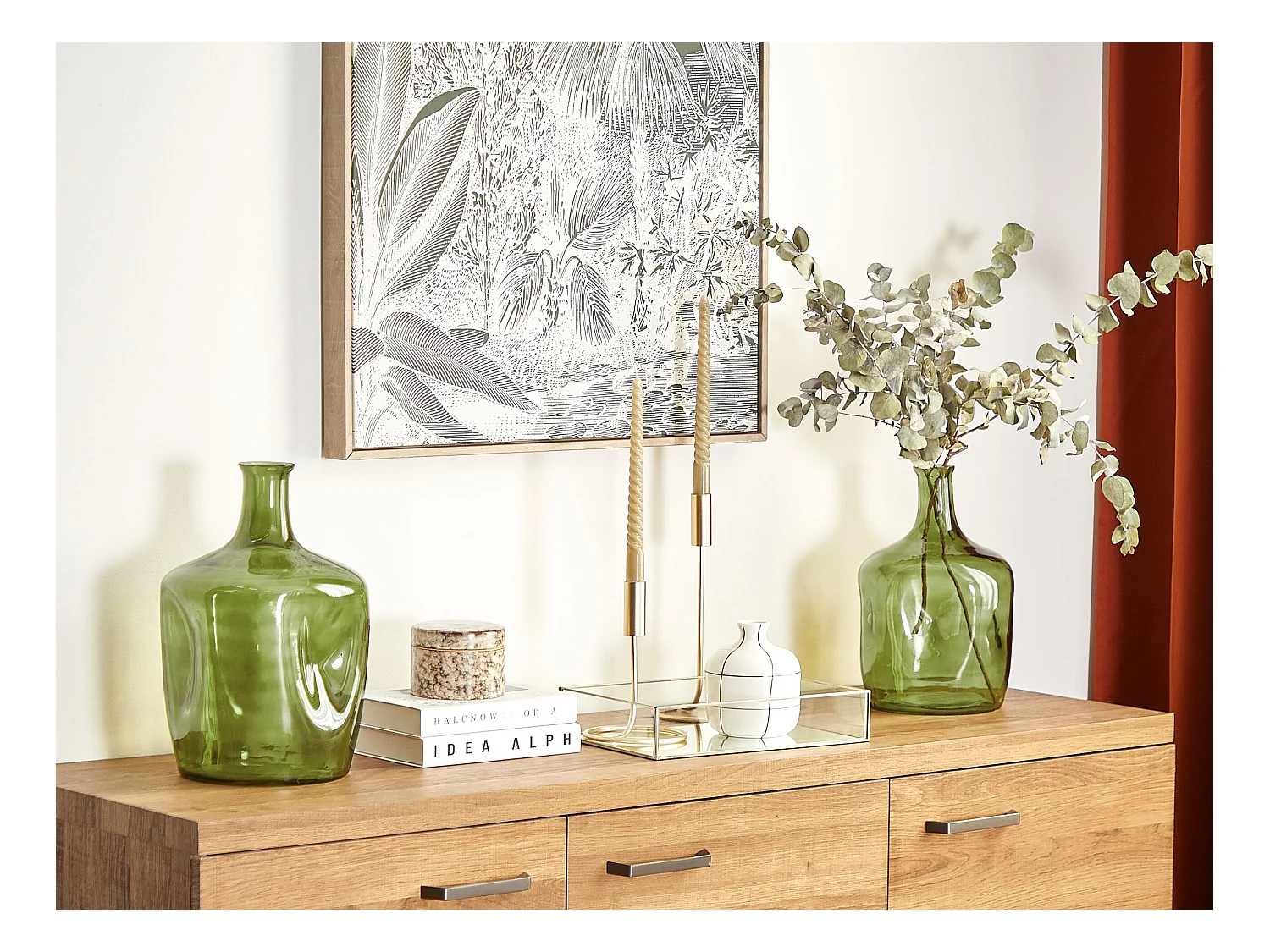 Wazon na kwiaty KERALA Szkło 30 cm Oliwkowy