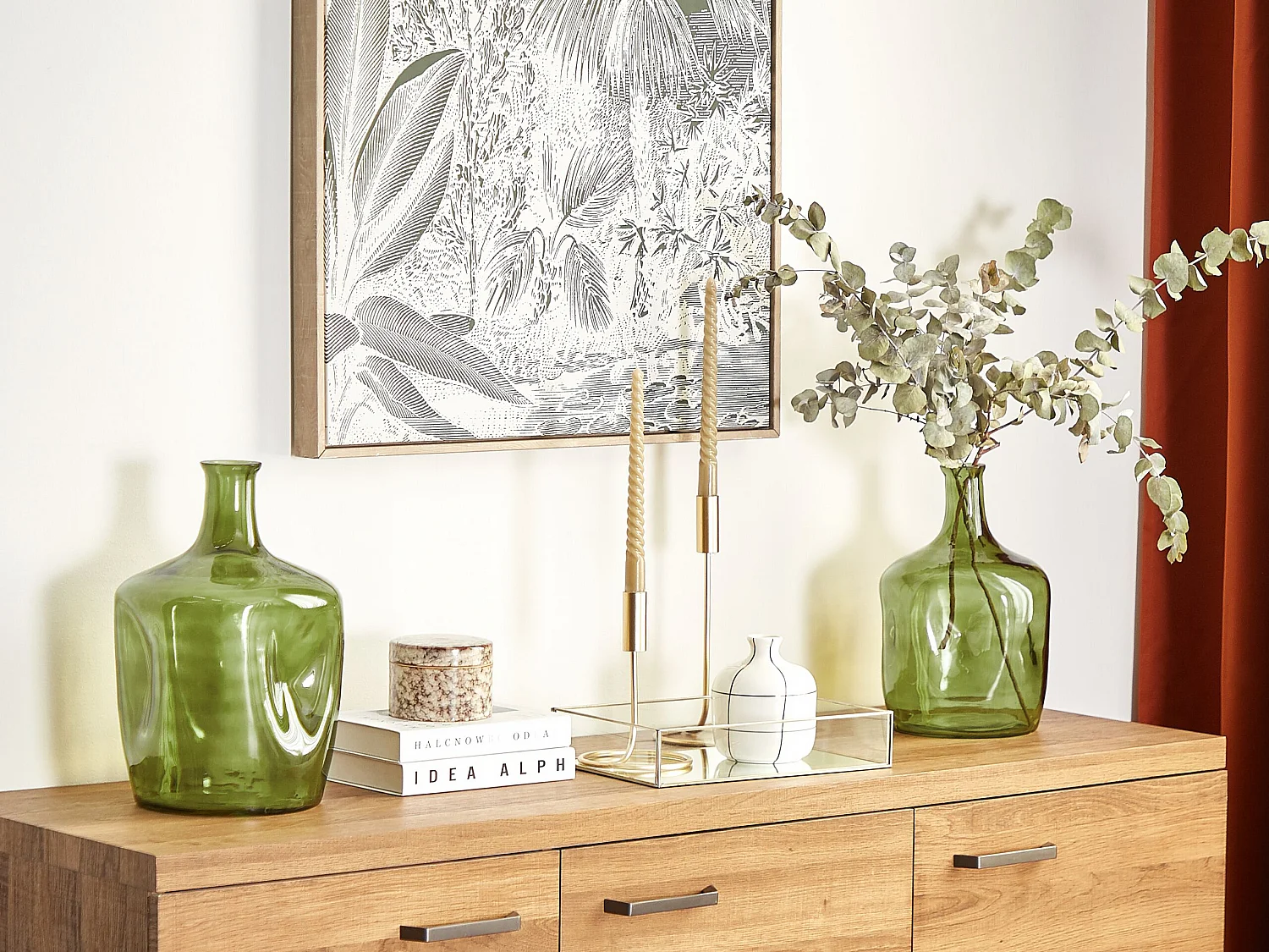 Vase à fleurs KERALA Verre 30 cm Vert olive