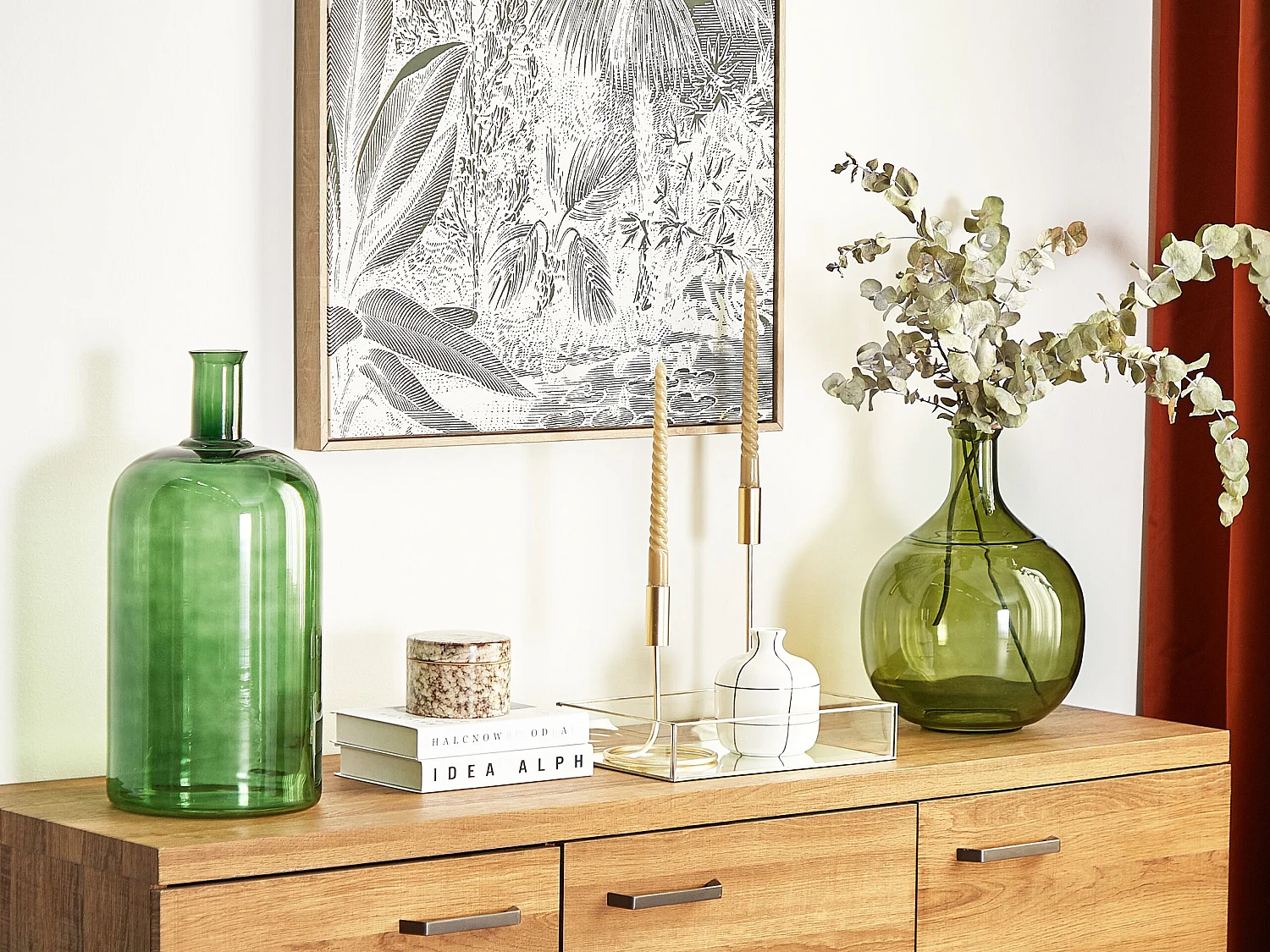 Vase à fleurs ACHAAR Verre 34 cm Vert olive